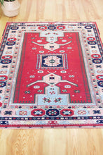 Load image into Gallery viewer, 5x6 Vintage Central Anatolian 'Yoruk' Turkish Rug | Square medallion symmetrical geometric design light border | SKU 533