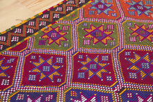 Load image into Gallery viewer, 6x9 Vintage Anatolian Turkish Kilim Area Rug | Repeating staggered all over tribal motifs with stars in centers | SKU 535