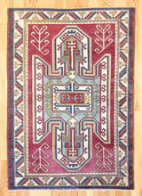 Load image into Gallery viewer, 4x6 Vintage Central Anatolian 'Nigde' Turkish Rug | Famous Kazak shield medallion design light border | SKU 536