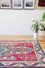 Load image into Gallery viewer, 4x6 Vintage Central Anatolian 'Nigde' Turkish Rug | Famous Kazak shield medallion design light border | SKU 536