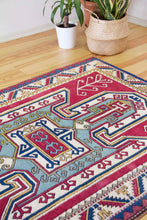 Load image into Gallery viewer, 4x6 Vintage Central Anatolian 'Nigde' Turkish Rug | Famous Kazak shield medallion design light border | SKU 536