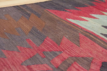Load image into Gallery viewer, 5x7 Vintage Anatolian Turkish Kilim Area Rug | Bold geometric tribal symbols muted colors | SKU 551