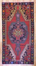 Load image into Gallery viewer, 5x9 Vintage Eastern Anatolian 'Kars' Turkish Kilim Area Rug Bold Medallion Red Field Geometric Design Floral Embellishments | SKU 553