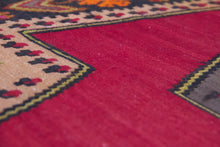 Load image into Gallery viewer, 5x9 Vintage Eastern Anatolian 'Kars' Turkish Kilim Area Rug Bold Medallion Red Field Geometric Design Floral Embellishments | SKU 553