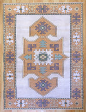 Load image into Gallery viewer, 6x8 Vintage Central Anatolian Oushak Style 'Aksaray' Turkish Area Rug Bold Medallion 'Kazak Shield' Design Geometric Border | SKU 554