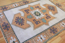 Load image into Gallery viewer, 6x8 Vintage Central Anatolian Oushak Style 'Aksaray' Turkish Area Rug Bold Medallion 'Kazak Shield' Design Geometric Border | SKU 554