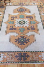 Load image into Gallery viewer, 6x8 Vintage Central Anatolian Oushak Style 'Aksaray' Turkish Area Rug Bold Medallion 'Kazak Shield' Design Geometric Border | SKU 554