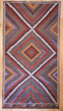Load image into Gallery viewer, 7x12 Vintage Western Anatolian Turkish Kilim Area Rug Colorful Symmetrical Diamond Design with Alternating Colors  | SKU 557