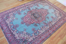 Load image into Gallery viewer, 6x9 Vintage Central Anatolian 'Ladik' Turkish Area Rug Bold Intricate Medallion Spacious Bright Field Floral Design | SKU 560