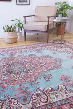 Load image into Gallery viewer, 6x9 Vintage Central Anatolian 'Ladik' Turkish Area Rug Bold Intricate Medallion Spacious Bright Field Floral Design | SKU 560