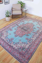 Load image into Gallery viewer, 6x9 Vintage Central Anatolian 'Ladik' Turkish Area Rug Bold Intricate Medallion Spacious Bright Field Floral Design | SKU 560