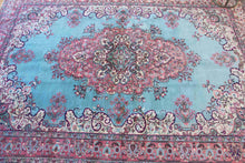 Load image into Gallery viewer, 6x9 Vintage Central Anatolian 'Ladik' Turkish Area Rug Bold Intricate Medallion Spacious Bright Field Floral Design | SKU 560