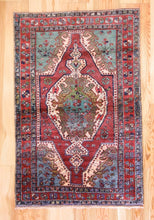 Load image into Gallery viewer, 4x5 Antique Eastern Anatolian &#39;Sivas&#39; Turkish Area Rug Bold Medallion Vibrant Colors Geometric Design | SKU 575
