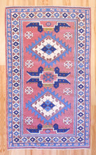 Load image into Gallery viewer, 4x7 Vintage Central Anatolian 'Aksaray' Turkish Area Rug Double Diamond Geometric Design with Stylized Motifs | SKU 579