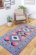 Load image into Gallery viewer, 4x7 Vintage Central Anatolian 'Aksaray' Turkish Area Rug Double Diamond Geometric Design with Stylized Motifs | SKU 579