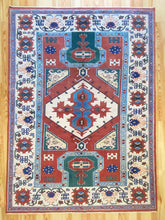 Load image into Gallery viewer, 7x9 Vintage Central Anatolian 'Aksaray' Turkish Area Rug Diamond Medallion Classical Geometric Design Vibrant Colors Floral Border | SKU 592