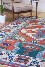 Load image into Gallery viewer, 7x9 Vintage Central Anatolian 'Aksaray' Turkish Area Rug Diamond Medallion Classical Geometric Design Vibrant Colors Floral Border | SKU 592