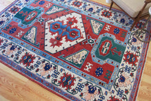Load image into Gallery viewer, 7x9 Vintage Central Anatolian 'Aksaray' Turkish Area Rug Diamond Medallion Classical Geometric Design Vibrant Colors Floral Border | SKU 592