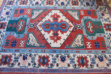 Load image into Gallery viewer, 7x9 Vintage Central Anatolian 'Aksaray' Turkish Area Rug Diamond Medallion Classical Geometric Design Vibrant Colors Floral Border | SKU 592