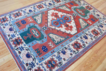 Load image into Gallery viewer, 7x9 Vintage Central Anatolian 'Aksaray' Turkish Area Rug Diamond Medallion Classical Geometric Design Vibrant Colors Floral Border | SKU 592