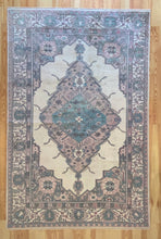 Load image into Gallery viewer, 7x10 Vintage Western Anatolian Oushak Style 'Kula' Turkish Area Rug Bold Diamond Medallion Geometric Design Floral Border | SKU 601