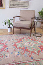 Load image into Gallery viewer, 6x8 Vintage Central Anatolian 'Aksaray' Turkish Area Rug 'Adler' Caucasus Design Two Bold Medallions Light Field Geometric Border | SKU 604