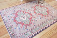 Load image into Gallery viewer, 6x8 Vintage Central Anatolian 'Aksaray' Turkish Area Rug 'Adler' Caucasus Design Two Bold Medallions Light Field Geometric Border | SKU 604