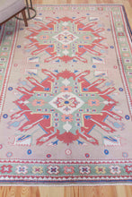 Load image into Gallery viewer, 6x8 Vintage Central Anatolian 'Aksaray' Turkish Area Rug 'Adler' Caucasus Design Two Bold Medallions Light Field Geometric Border | SKU 604