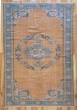 Load image into Gallery viewer, 6x9 Vintage Central Anatolian Oushak Style Turkish Area Rug Bold Medallion Muted Colors Spacious Field Ornate Corners | SKU 605