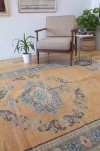 Load image into Gallery viewer, 6x9 Vintage Central Anatolian Oushak Style Turkish Area Rug Bold Medallion Muted Colors Spacious Field Ornate Corners | SKU 605