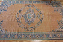 Load image into Gallery viewer, 6x9 Vintage Central Anatolian Oushak Style Turkish Area Rug Bold Medallion Muted Colors Spacious Field Ornate Corners | SKU 605
