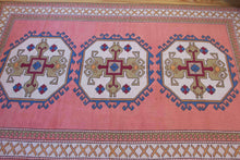 Load image into Gallery viewer, 6x9 Vintage Central Anatolian 'Sultanhan' Turkish Area Rug | Triple Medallion Spacious Field Geometric Border Muted Colors | SKU 606