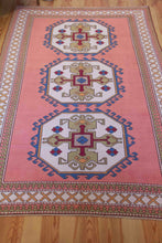 Load image into Gallery viewer, 6x9 Vintage Central Anatolian 'Sultanhan' Turkish Area Rug | Triple Medallion Spacious Field Geometric Border Muted Colors | SKU 606