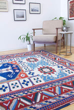 Load image into Gallery viewer, 7x8 Vintage Central Anatolian 'Aksaray' Turkish Area Rug Bold Medallion Geometric Design Stylized Field Motifs Geometric Border | SKU 611