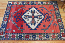 Load image into Gallery viewer, 5x6 Vintage Central Anatolian 'Aksaray' Turkish Area Rug | Bold Diamond Medallion Spacious Field Scattered Motifs Stylized Border | SKU 612