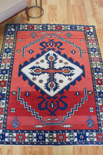 Load image into Gallery viewer, 5x6 Vintage Central Anatolian 'Aksaray' Turkish Area Rug | Bold Diamond Medallion Spacious Field Scattered Motifs Stylized Border | SKU 612