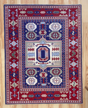 Load image into Gallery viewer, 5x7 Vintage Central Anatolian Caucasian Design 'Aksaray' Turkish Area Rug | Bold Medallion Rich Geometric Design Stylized Field Motifs Geometric Border | SKU 615
