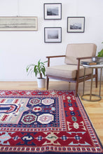 Load image into Gallery viewer, 5x7 Vintage Central Anatolian Caucasian Design 'Aksaray' Turkish Area Rug | Bold Medallion Rich Geometric Design Stylized Field Motifs Geometric Border | SKU 615