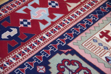 Load image into Gallery viewer, 5x7 Vintage Central Anatolian Caucasian Design 'Aksaray' Turkish Area Rug | Bold Medallion Rich Geometric Design Stylized Field Motifs Geometric Border | SKU 615