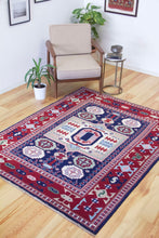 Load image into Gallery viewer, 5x7 Vintage Central Anatolian Caucasian Design 'Aksaray' Turkish Area Rug | Bold Medallion Rich Geometric Design Stylized Field Motifs Geometric Border | SKU 615