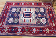 Load image into Gallery viewer, 5x7 Vintage Central Anatolian Caucasian Design 'Aksaray' Turkish Area Rug | Bold Medallion Rich Geometric Design Stylized Field Motifs Geometric Border | SKU 615