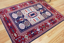 Load image into Gallery viewer, 5x7 Vintage Central Anatolian Caucasian Design 'Aksaray' Turkish Area Rug | Bold Medallion Rich Geometric Design Stylized Field Motifs Geometric Border | SKU 615
