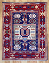 Load image into Gallery viewer, 5x7 Vintage Central Anatolian Caucasian Design 'Aksaray' Turkish Area Rug | Bold Medallion Rich Geometric Design Stylized Field Motifs Geometric Border | SKU 616
