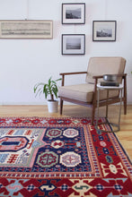 Load image into Gallery viewer, 5x7 Vintage Central Anatolian Caucasian Design 'Aksaray' Turkish Area Rug | Bold Medallion Rich Geometric Design Stylized Field Motifs Geometric Border | SKU 616