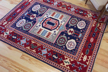 Load image into Gallery viewer, 5x7 Vintage Central Anatolian Caucasian Design 'Aksaray' Turkish Area Rug | Bold Medallion Rich Geometric Design Stylized Field Motifs Geometric Border | SKU 616