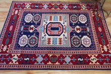 Load image into Gallery viewer, 5x7 Vintage Central Anatolian Caucasian Design 'Aksaray' Turkish Area Rug | Bold Medallion Rich Geometric Design Stylized Field Motifs Geometric Border | SKU 616