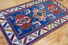 Load image into Gallery viewer, 4x7 Vintage Central Anatolian Caucasian Akstafa Design 'Aksaray' Turkish Area Rug | Triple Star Medallion Geometric Colorful Design Spacious Field Bird Motifs Geometric Border | SKU 617