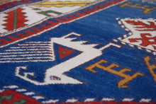 Load image into Gallery viewer, 4x7 Vintage Central Anatolian Caucasian Akstafa Design 'Aksaray' Turkish Area Rug | Triple Star Medallion Geometric Colorful Design Spacious Field Bird Motifs Geometric Border | SKU 617