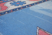 Load image into Gallery viewer, 6x10 Vintage Central Anatolian 'Aksaray' Turkish Area Rug | Geometric Medallion Spacious Blue Field Geometric Border | SKU 619