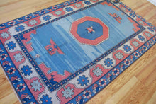 Load image into Gallery viewer, 6x10 Vintage Central Anatolian 'Aksaray' Turkish Area Rug | Geometric Medallion Spacious Blue Field Geometric Border | SKU 619